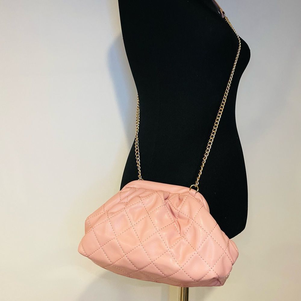 Vegan Leather Pink Crossbody Gold Chained Purse